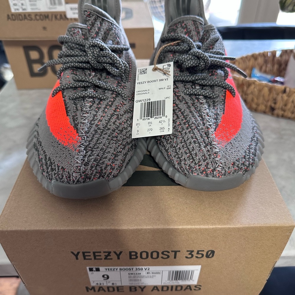 Yeezy 350 V2, size 9, grey & orange , NWT